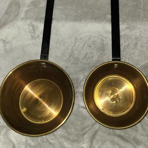 Large Vintage Brass Ladle Bowl w Long Iron Handle